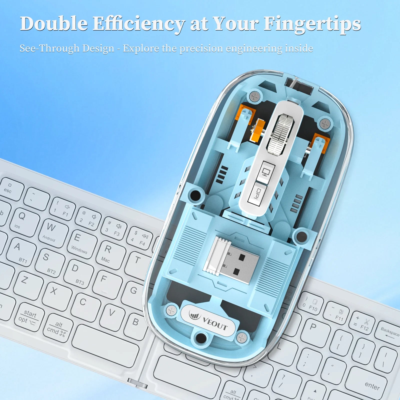 E3 Silent VEOUT Wireless Mouse - Quiet Computer Mice Wireless Mouse for Office Use Comfortable Ergonomic Design