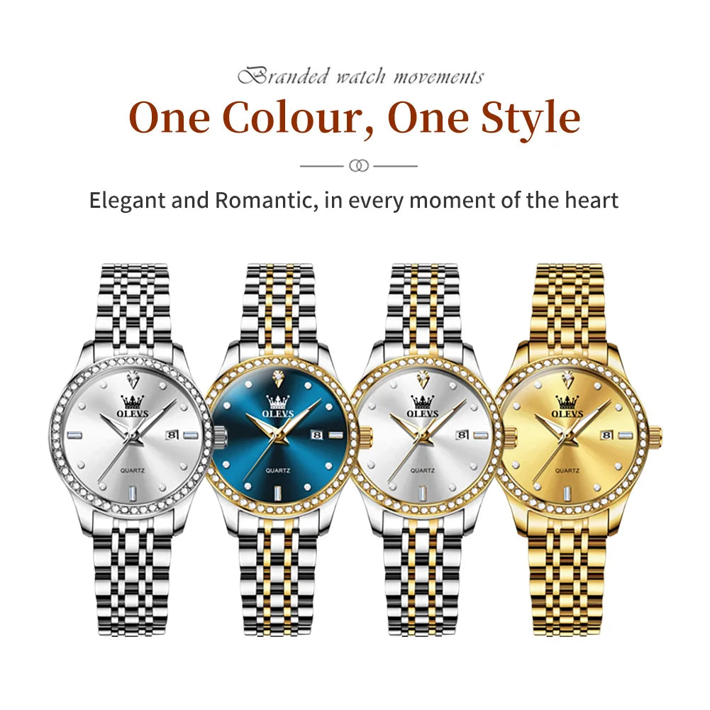OLEVS Luxury Brand Women's Watches Elegant Gold Fashion Quartz Watch Luminous Versatile Waterproof Female Authentication Watch