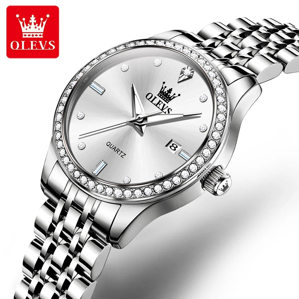 OLEVS Luxury Brand Women's Watches Elegant Gold Fashion Quartz Watch Luminous Versatile Waterproof Female Authentication Watch