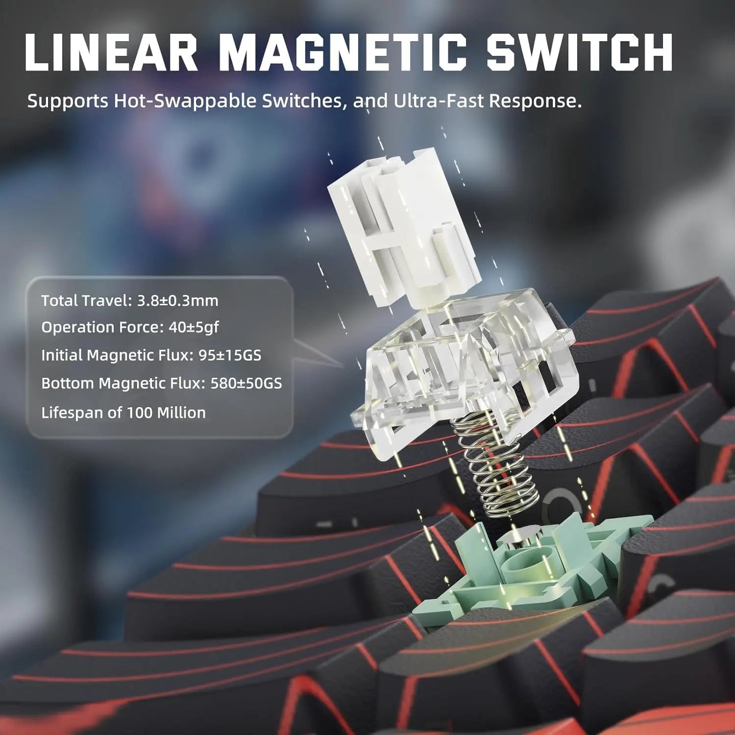 MAMBASNAKE x ATTACK SHARK X68 PRO HE Wireless Rapid Trigger Gaming Keyboard with Adjustable Actuation,8K Polling Rate