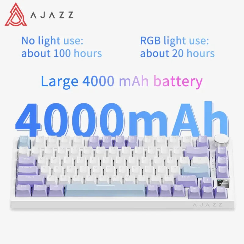 AJAZZ AK820/AK820Pro Mechanical Keyboard TFT Screen Multifunctional Knob Gaming Keyboard Wired/2.4GHz/BT Connect PC Keyboard