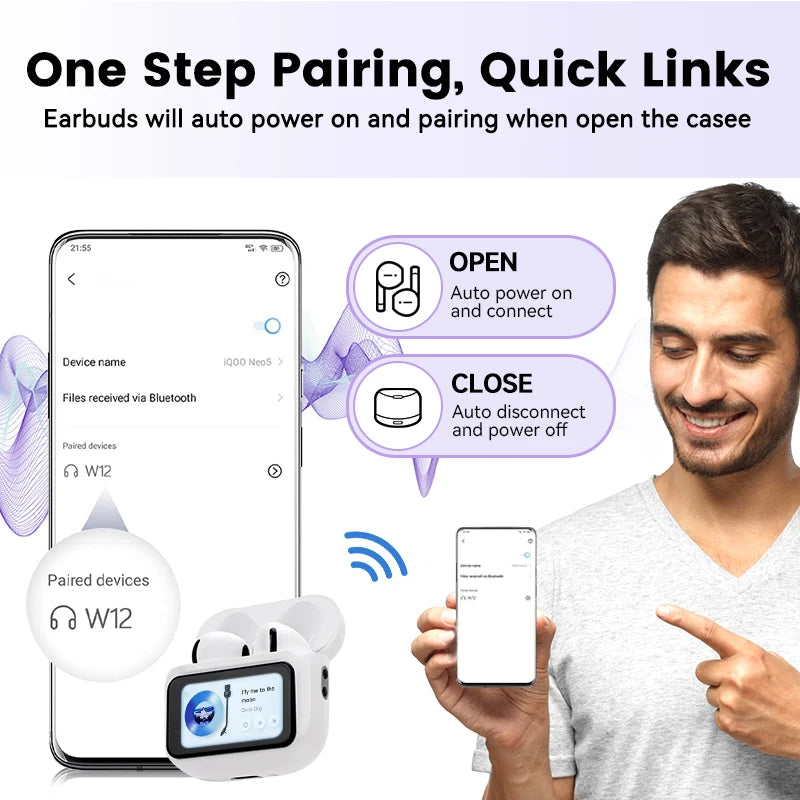 New Bluetooth Earphones TWS Touch Screen Mini Earphones Wireless Headphone Mic Noise Reduction Earbuds In Ear Headphone