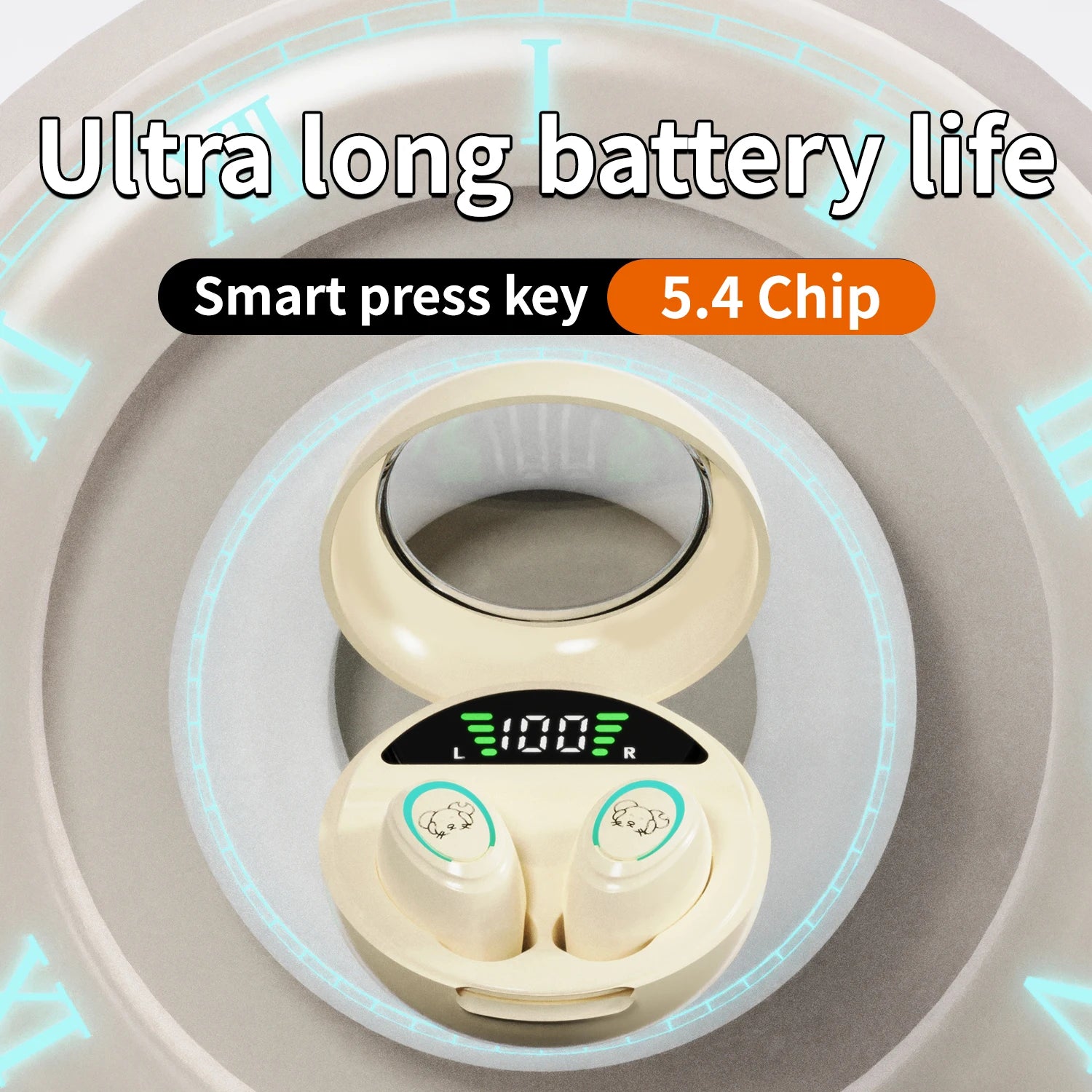 Bluetooth Headphones Wireless Earbuds 48hrs Talktime Digital Display Sports Ear Buds IPX5 Waterproof Earphones for Phone Laptop