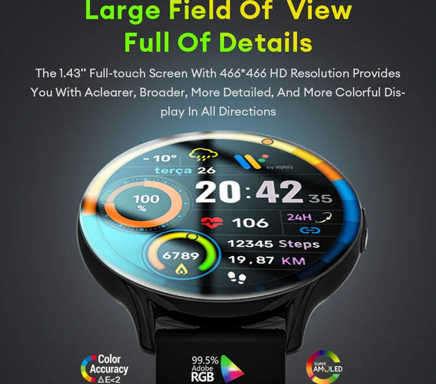 Aolon GTR2 Smart Watch 1.43-inch AMOLED Screen Bluetooth Call Blood Oxygen & Heart Rate 24H Precise Sleep Sport Smartwatchs