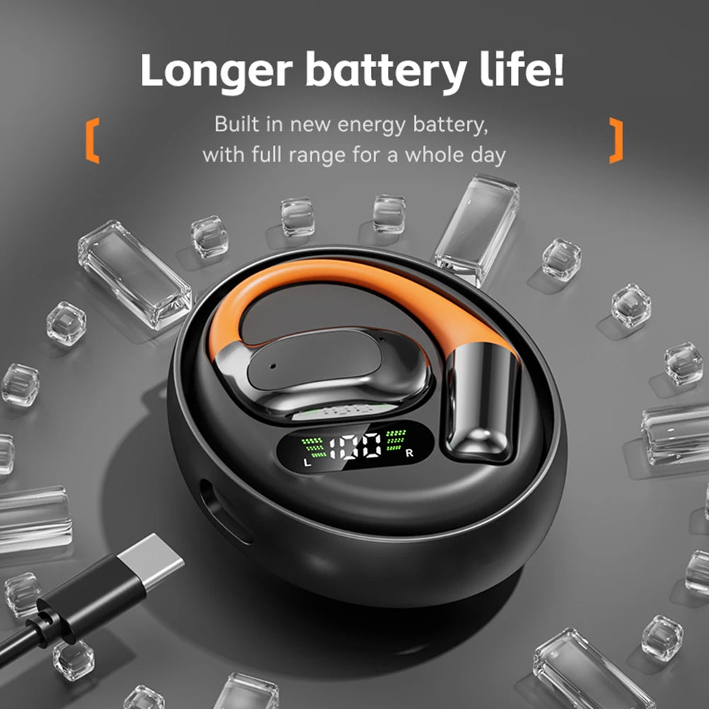 Wireless Earbuds with Earhooks Built-in Mic BT 5.4 M113 Waterproof Headphones Ear Buds for Sports Running Workout Gym