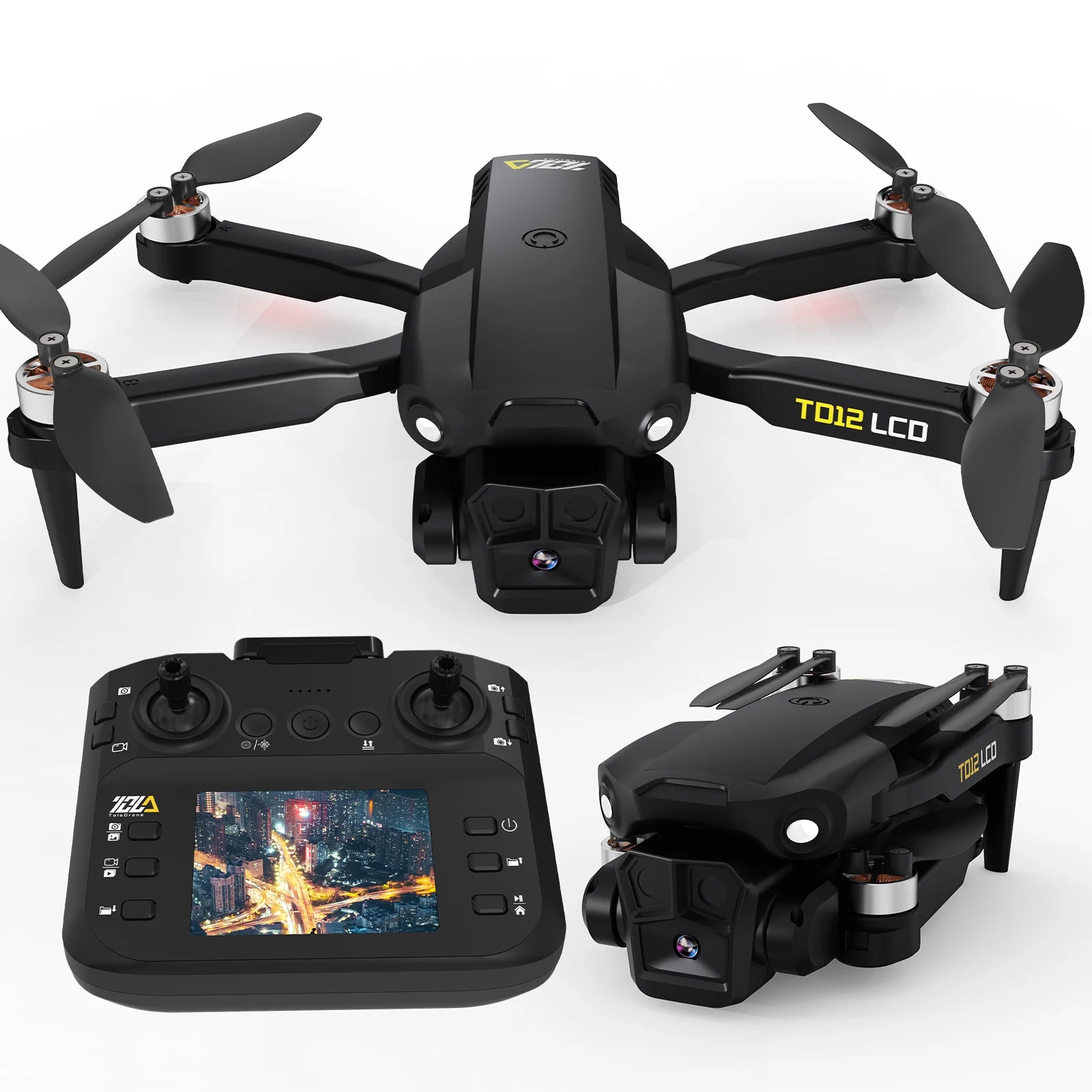 TD12LCD with Motor Brushless Drones with LCD Screen RC Optical Flow Positioning Quadcopter for Beginners