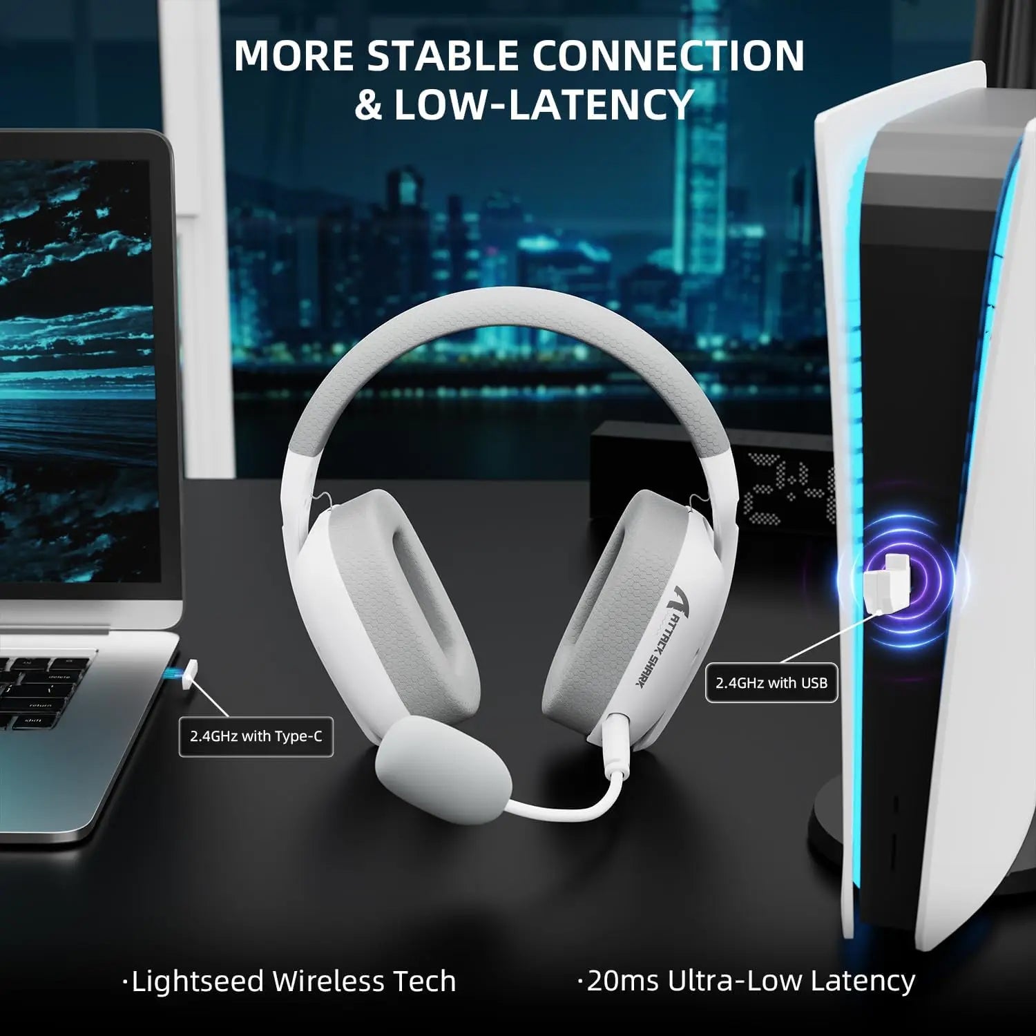 MAMBASNAKE×Attack Shark L80PRO Gaming Headset, Lightweight Over-Ear Gaming Headphones