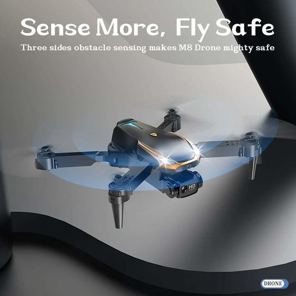M8 Dual Camera Drone Toys Drone with 2 Batterys, Intelligent Obstacle Avoidance, Optical Flow, HD Camera, 360-degree rolling