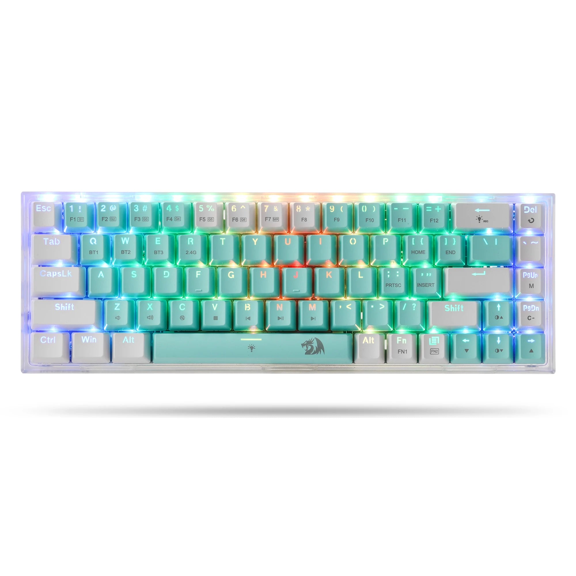 Redragon K631 PRO WT Hot-Swappable 65% 3-Mode Wireless RGB Gaming Keyboard, Custom Quiet Linear Switch