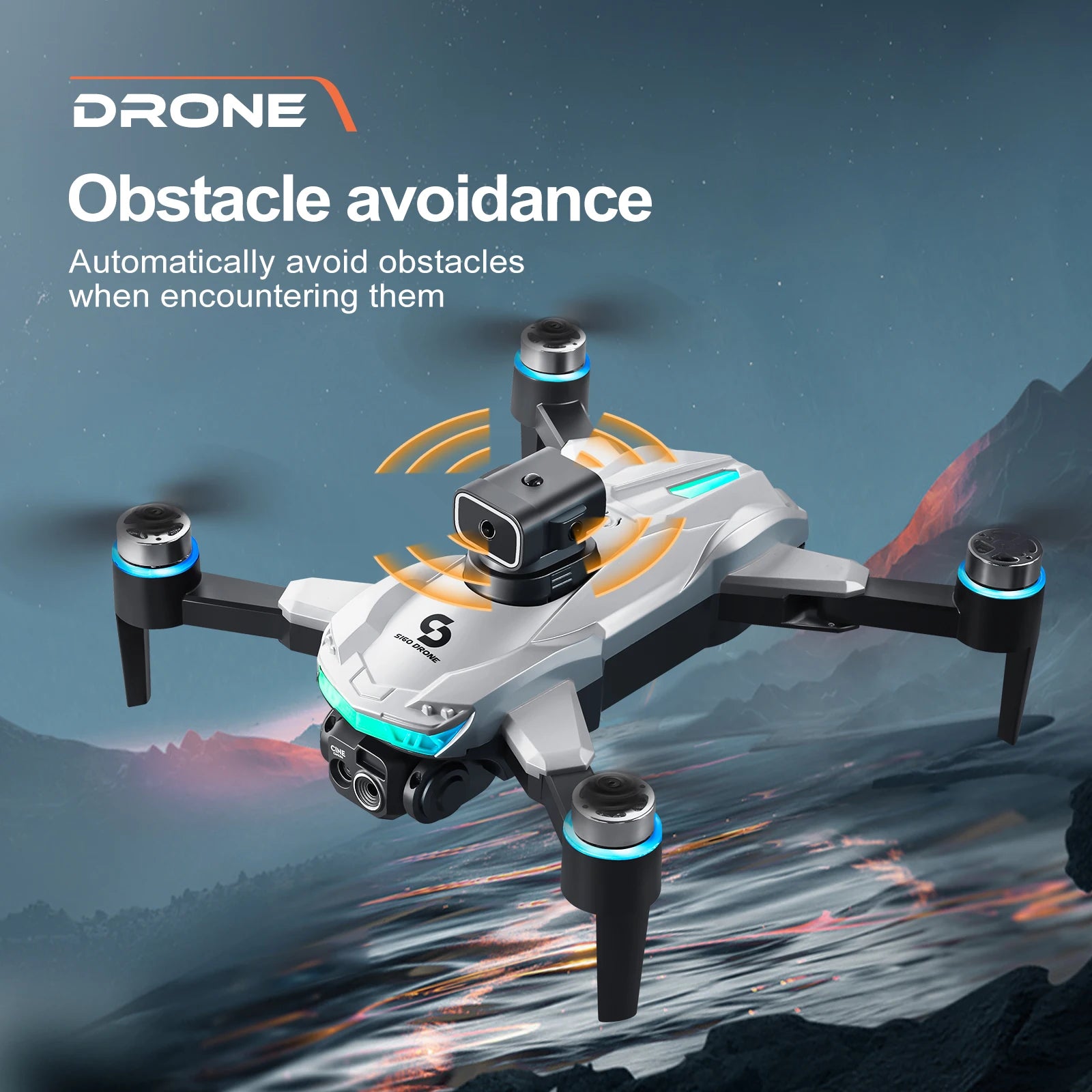 S160 Color LED Drone Professional 4K HD EIS Dual Camera with Screen Quadcopter Optical Flow Brushless Drone Toy