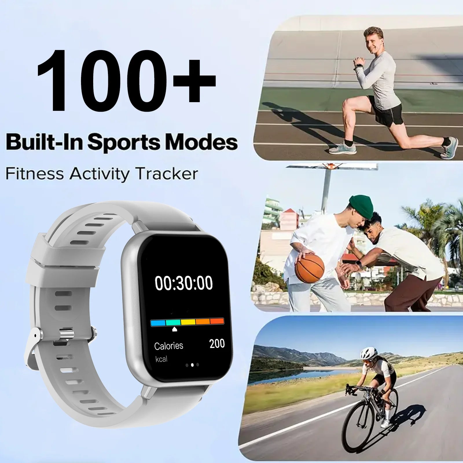 Smart watch with wireless calling/dialing, multiple sports modes, call reminder and rejection, For iPhone/Android