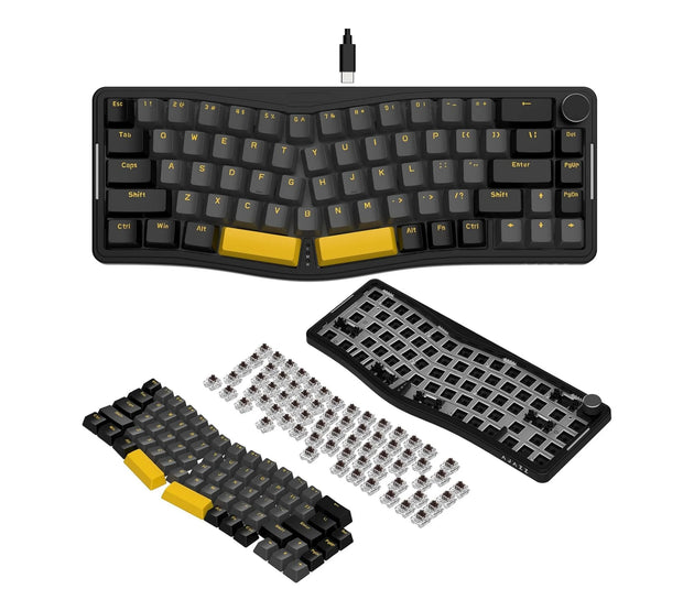 MAMBASNAKE x ATTACK SHARK AKS068 Alice Layout Wired Mechanical Keyboard, Gasket Mount 68 Keys Ergonomic Gaming Keyboard USB-C