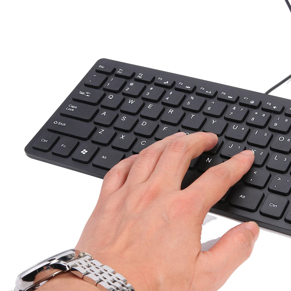 K1000 USB Wired Keyboard 10 inch Ergonomic Gaming Keyboard Ultra Thin 78 Keys Wired Keyboard Mini USB Slim PC Keyboard Keypad