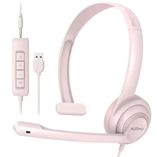 NUBWO HW02 USB Headphones with Mic Noise Cancelling Ultra Comfort Computer Headset for Laptop Pc on-Ear Wired Office Call Center