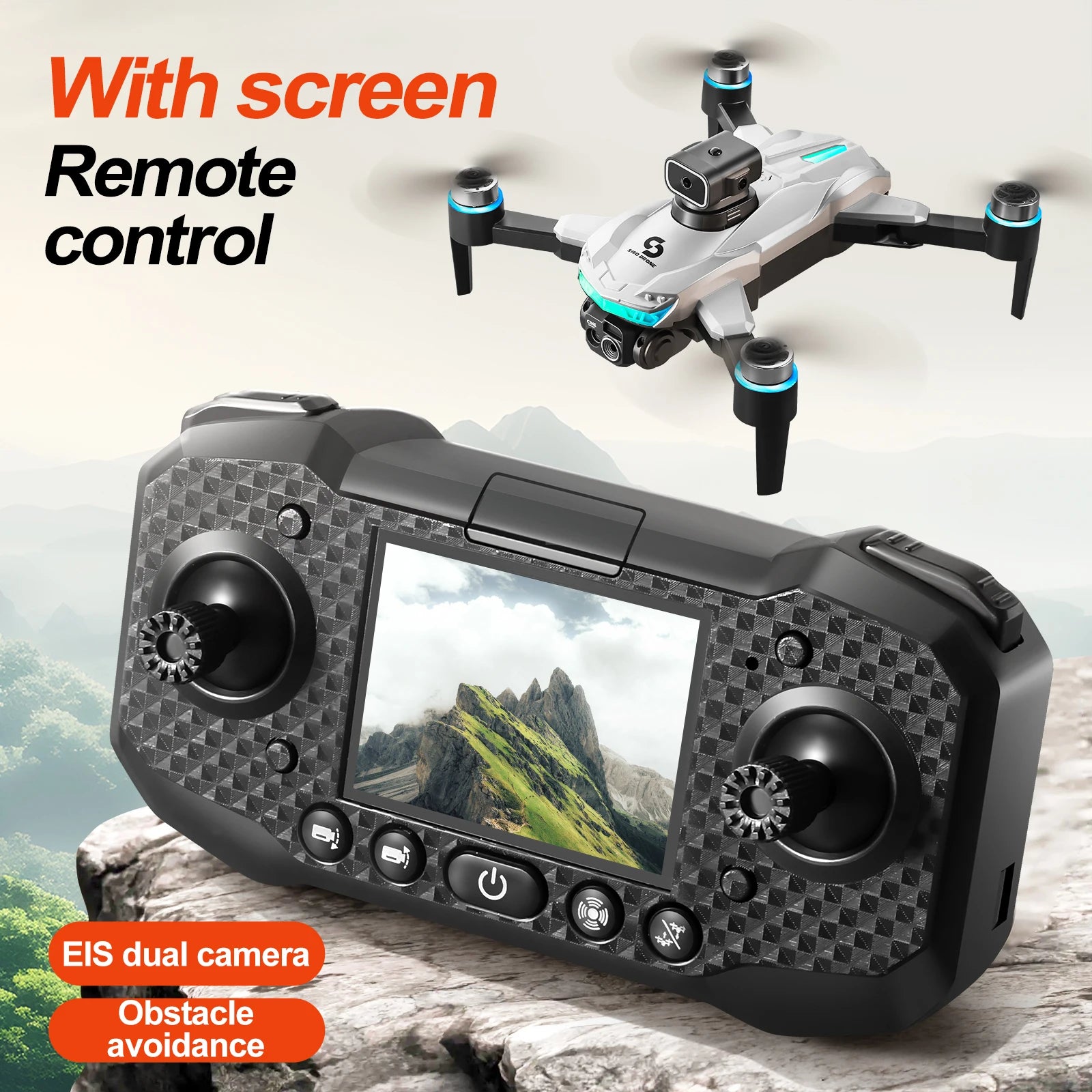 S160 Color LED Drone Professional 4K HD EIS Dual Camera with Screen Quadcopter Optical Flow Brushless Drone Toy