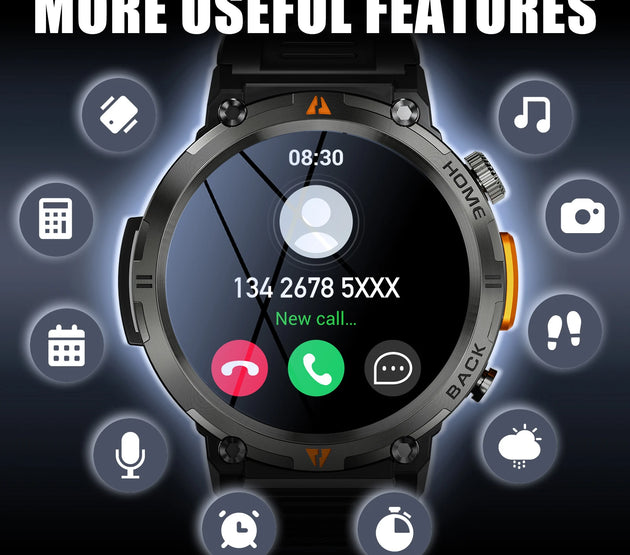 LaNikar KE3 Bluetooth Call Smart Watch Men Full Touch Screen Health Monitor Clock With Flashlight Men SmartWatch For IOS Android