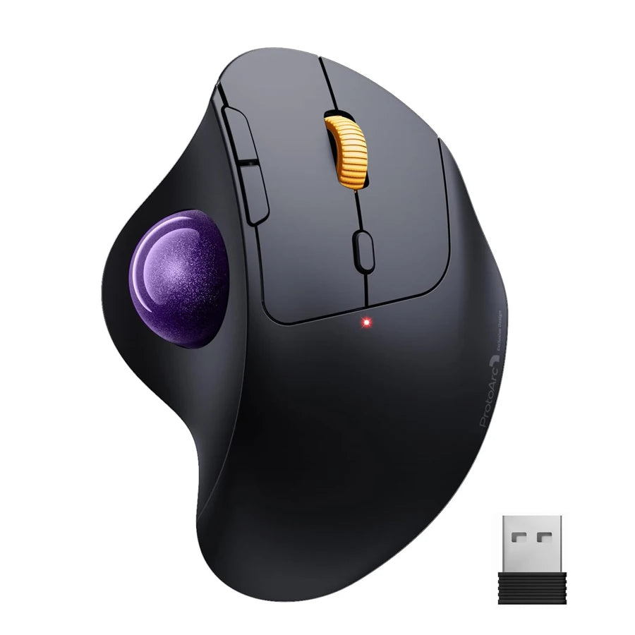 ProtoArc EM04 Trackball Mouse Wireless Rechargeable Ergonomic Vertical Bluetooth Mice for Computer PC iPad Mac Windows Android