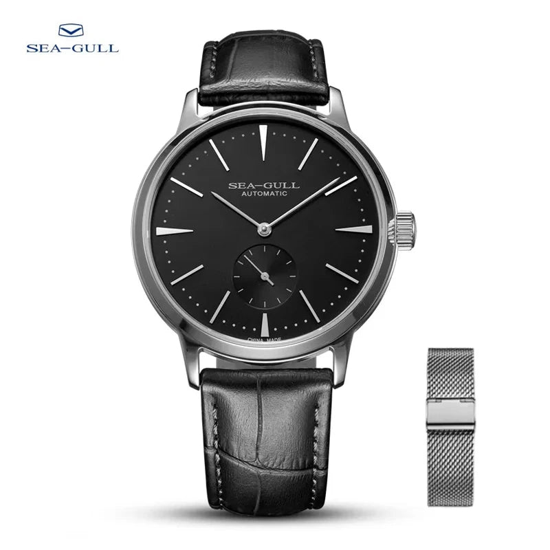 Seagull New Business Watch Men's Mechanical Wristwatches 50m Waterproof Leather Valentine Male Watches relogio masculino 6075