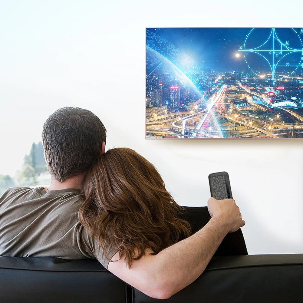 2.4GHz Backlit Wireless Keyboard IR Leaning Remote Control Touch Screen Backlight Keyboard Colorful LED with USB Dongle Receiver