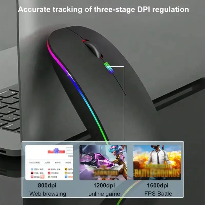 The Rechargeable Wireless Mouse, Computer Wireless Mouse, USB Mouse That Meets Ergonomics, Mute Pause, And RGB Mouse With Backli