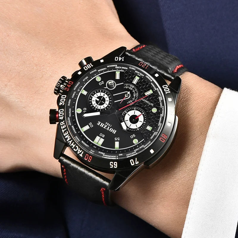 BOYZHE men's watches: Fully automatic mechanical watches, multi-functional men's watches, transparent case back men's mechanical