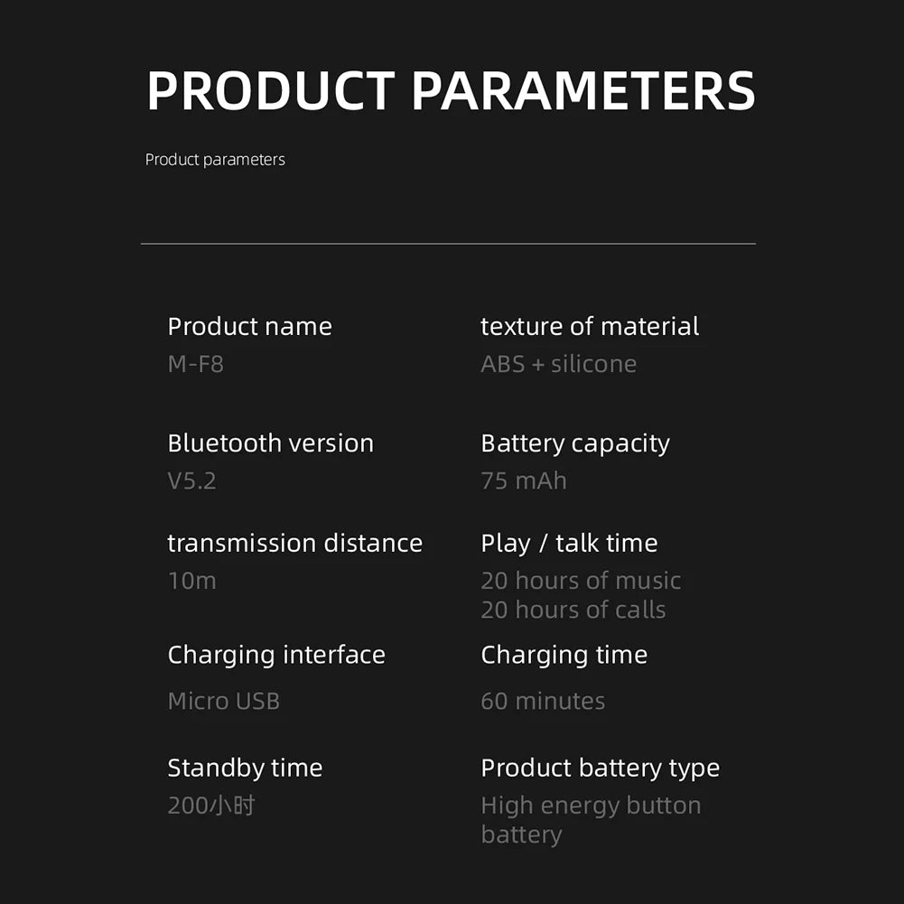 Waterproof Single Ear Earbuds Bluetooth-compatible 5.2 Wireless Business Headset