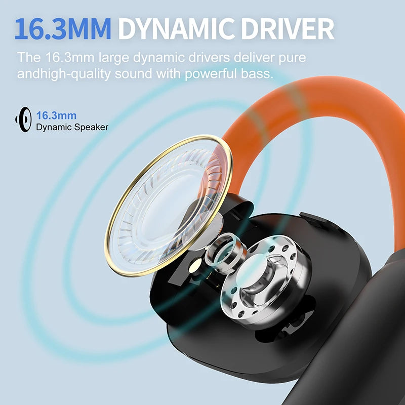 True Open Ear earbuds Wireless Headphones with Enhanced Sound,Lightweight Design,IPX4 waterproof,DNC Mics,BT 5.4,Punchy Bass