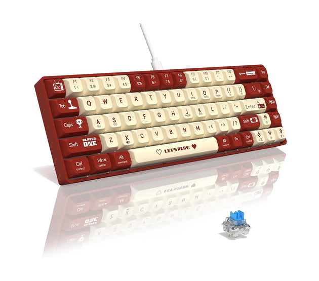 MAMBASNAKE x ATTACK SHARK AK680 65% Wired Mechanical Gaming Keyboard,Hot-Swappable,RGB Rainbow Backlit